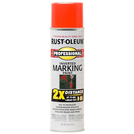 Rust-Oleum Professional Flat/Matte Fluorescent Red-Orange Spray Paint 15 oz 266590